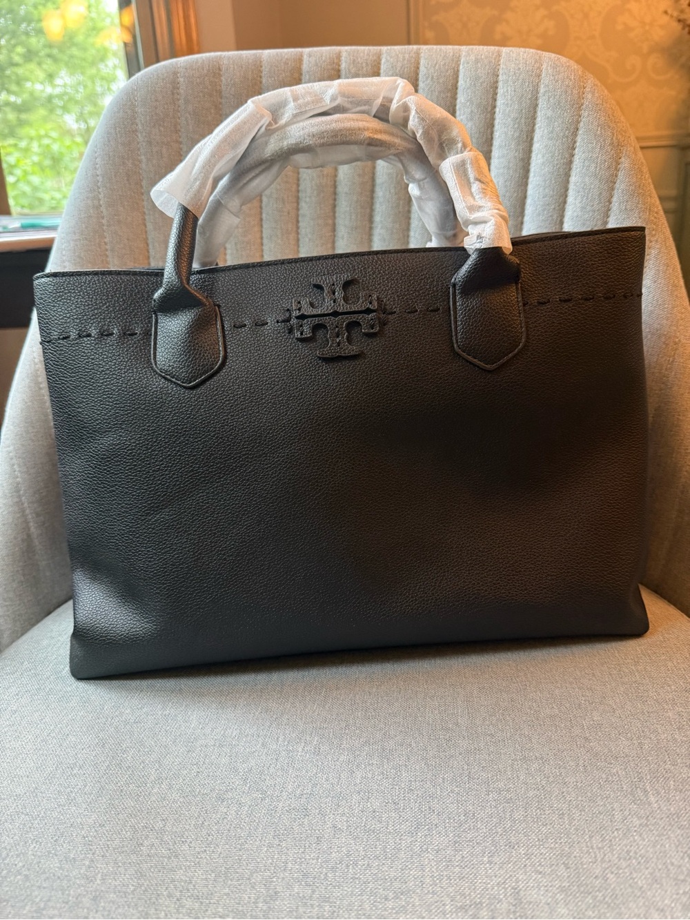 Tory Burch Black Pebbled Leather Tote